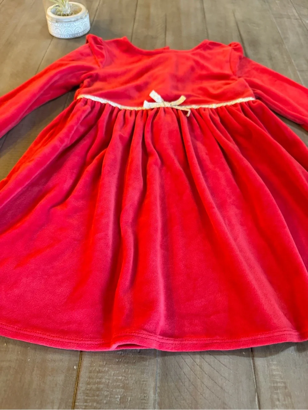 OshKosh B'gosh Red Velvet Dress with Gold Bow